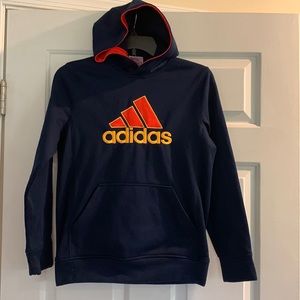 Adidas Kids Navy Hoodie with Red Logo
